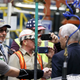 Trump talking to workers at the Carrier plant in Indianapolis.